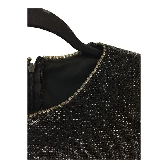 Patra Tiered Dress Womens‎ 16 Rhinestone Collar Black Silver Sparkle Long Sleeve - Picture 4 of 9